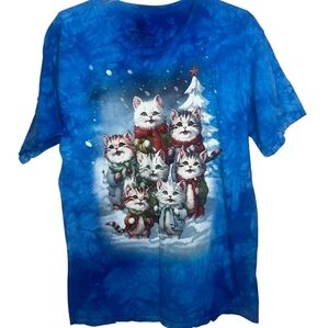 The Mountain Tee Christmas Cats T-Shirt Size Large Like New